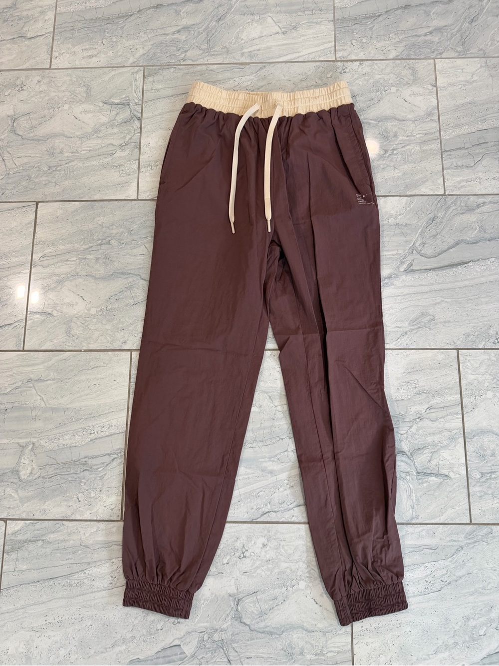 Onia Brown Joggers with Cream Elastic Waistband